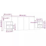 szürke sonoma színű szerelt fa ágyfejtámla szekrényekkel