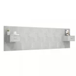 betonszürke szerelt fa ágyfejtámla szekrényekkel