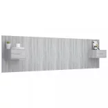 szürke sonoma színű szerelt fa ágyfejtámla szekrényekkel