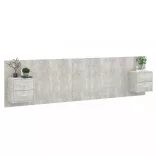 betonszürke szerelt fa ágyfejtámla szekrényekkel