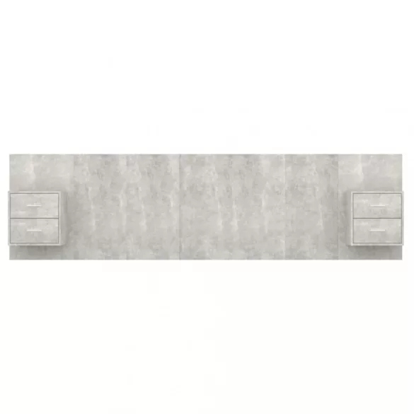 betonszürke szerelt fa ágyfejtámla szekrényekkel