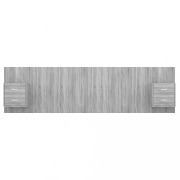 szürke sonoma színű szerelt fa ágyfejtámla szekrényekkel