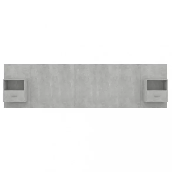 betonszürke szerelt fa ágyfejtámla szekrényekkel