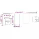 szürke sonoma színű szerelt fa ágyfejtámla szekrényekkel