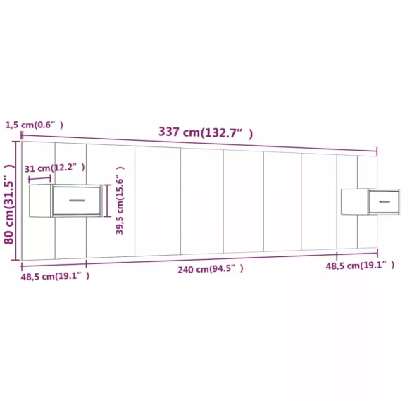 betonszürke szerelt fa ágyfejtámla szekrényekkel