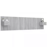 szürke sonoma színű szerelt fa ágyfejtámla szekrényekkel