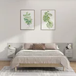 betonszürke szerelt fa ágyfejtámla szekrényekkel