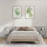 szürke sonoma színű szerelt fa ágyfejtámla szekrényekkel