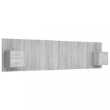 szürke sonoma színű szerelt fa ágyfejtámla szekrényekkel