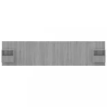 szürke sonoma színű szerelt fa ágyfejtámla szekrényekkel