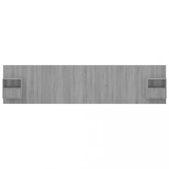 szürke sonoma színű szerelt fa ágyfejtámla szekrényekkel