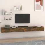 2 db füstös tölgy színű szerelt fa faliszekrény 102x30x20 cm