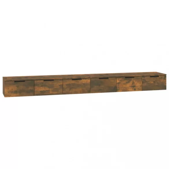 2 db füstös tölgy színű szerelt fa faliszekrény 102x30x20 cm