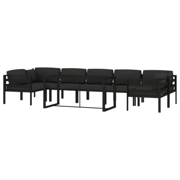 8 részes antracitszürke alumínium kerti ülőgarnitúra párnákkal