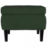 sötétzöld bársony magas háttámlájú fotel lábtartóval