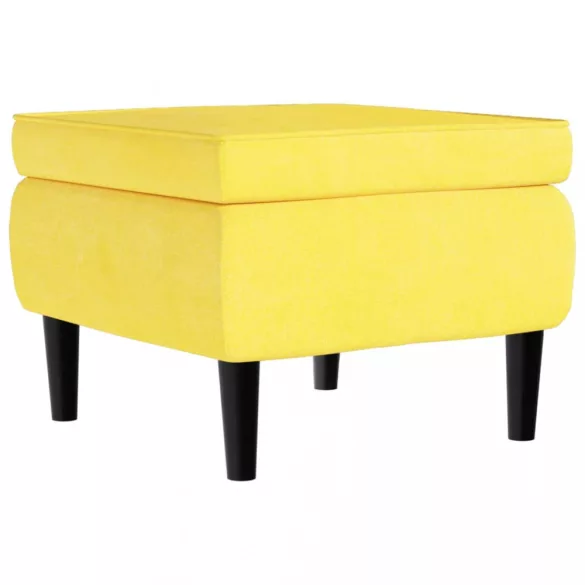 mustársárga bársony magas háttámlájú fotel lábtartóval