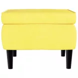 mustársárga bársony magas háttámlájú fotel lábtartóval