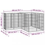 14 paneles fekete porszórt acél kutyakennel 50 x 100 cm