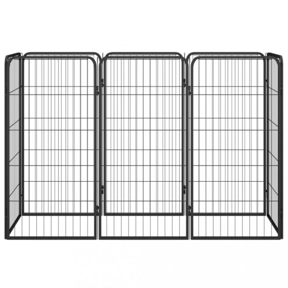 8-paneles fekete porszórt acél kutyakennel 50 x 100 cm