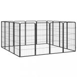 16-paneles fekete porszórt acél kutyakennel 50 x 100 cm