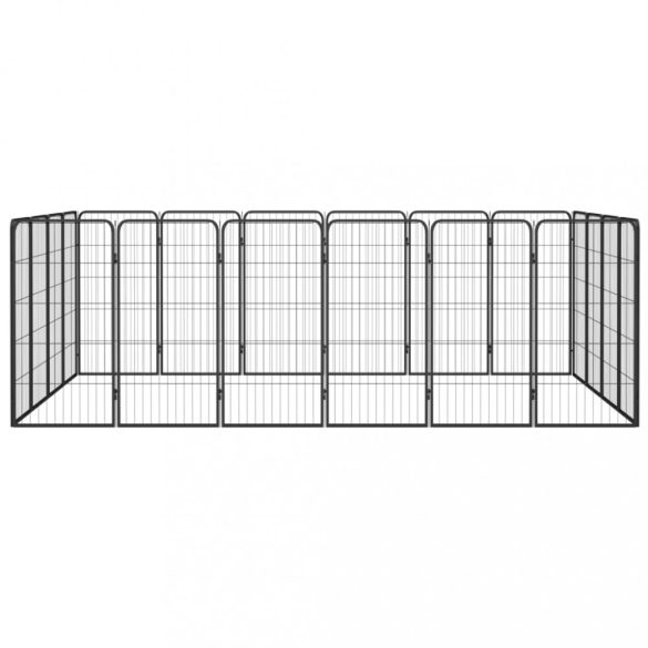 20-paneles fekete porszórt acél kutyakennel 50 x 100 cm