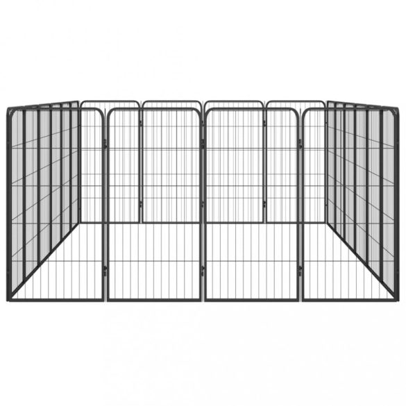20-paneles fekete porszórt acél kutyakennel 50 x 100 cm