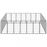 24 paneles fekete porszórt acél kutyakennel 50 x 100 cm