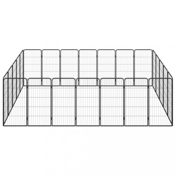 24 paneles fekete porszórt acél kutyakennel 50 x 100 cm