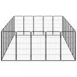 24 paneles fekete porszórt acél kutyakennel 50 x 100 cm