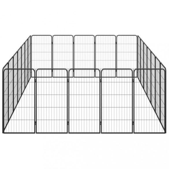 24 paneles fekete porszórt acél kutyakennel 50 x 100 cm