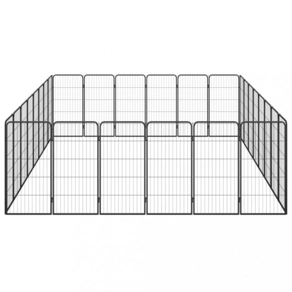 28-paneles fekete porszórt acél kutyakennel 50 x 100 cm