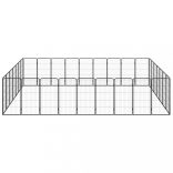 32-paneles fekete porszórt acél kutyakennel 50 x 100 cm