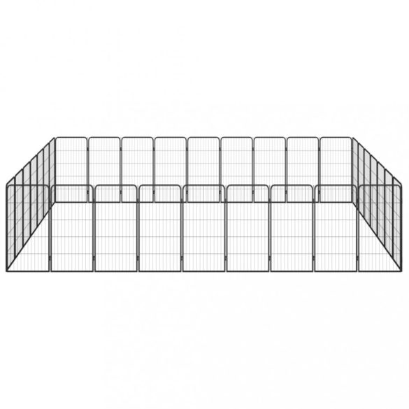32-paneles fekete porszórt acél kutyakennel 50 x 100 cm