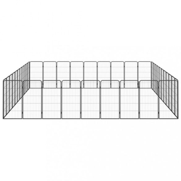 40-paneles fekete porszórt acél kutyakennel 50 x 100 cm