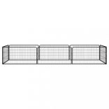 8-paneles fekete porszórt acél kutyakennel 100 x 50 cm