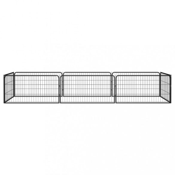 8-paneles fekete porszórt acél kutyakennel 100 x 50 cm