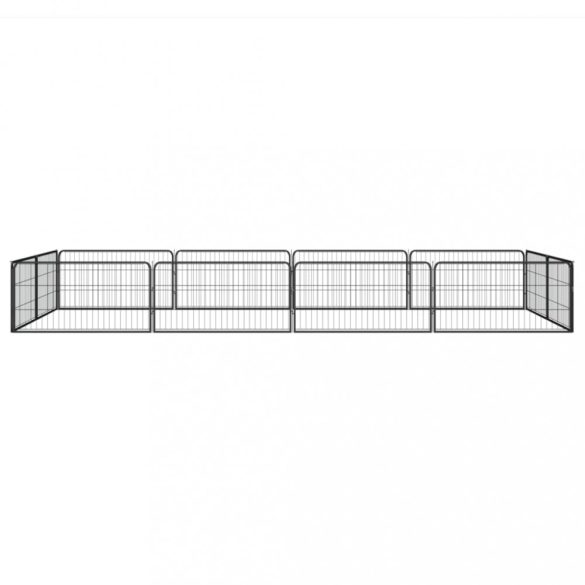 12-paneles fekete porszórt acél kutyakennel 100 x 50 cm
