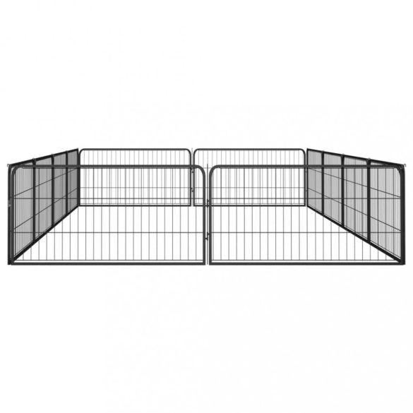 12-paneles fekete porszórt acél kutyakennel 100 x 50 cm