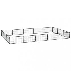 16-paneles fekete porszórt acél kutyakennel 100 x 50 cm