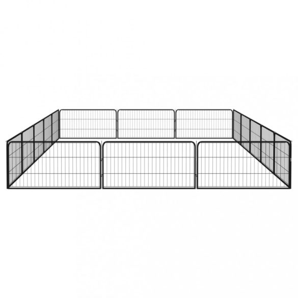 16-paneles fekete porszórt acél kutyakennel 100 x 50 cm