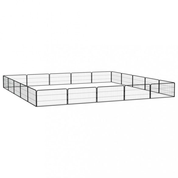 20-paneles fekete porszórt acél kutyakennel 100 x 50 cm