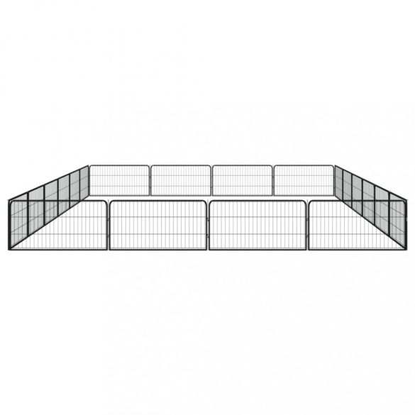 20-paneles fekete porszórt acél kutyakennel 100 x 50 cm