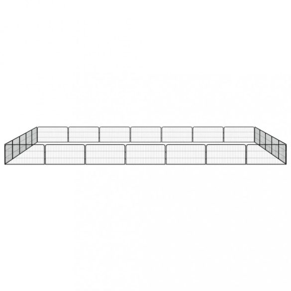 24 paneles fekete porszórt acél kutyakennel 100 x 50 cm