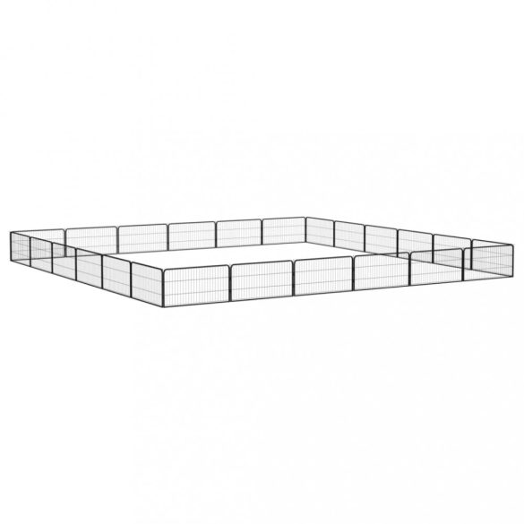 24 paneles fekete porszórt acél kutyakennel 100 x 50 cm