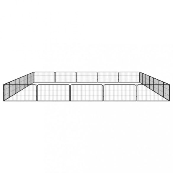 24 paneles fekete porszórt acél kutyakennel 100 x 50 cm