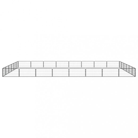 28-paneles fekete porszórt acél kutyakennel 100 x 50 cm