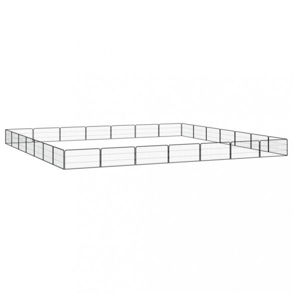 28-paneles fekete porszórt acél kutyakennel 100 x 50 cm
