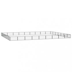 32-paneles fekete porszórt acél kutyakennel 100 x 50 cm