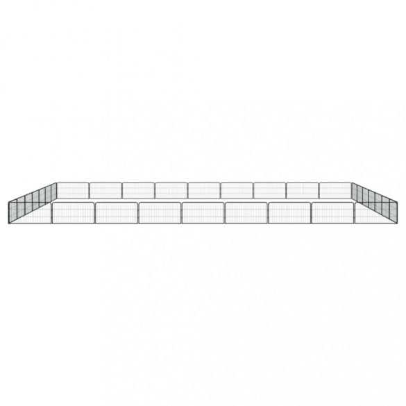 32-paneles fekete porszórt acél kutyakennel 100 x 50 cm