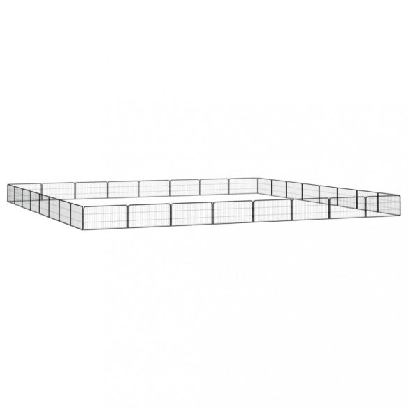 32-paneles fekete porszórt acél kutyakennel 100 x 50 cm